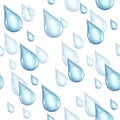 Seamless pattern with rain drops. Watercolor illustration