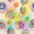 Seamless pattern with rainbow grunge swirled zigzag oval elements Royalty Free Stock Photo