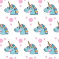 Seamless pattern with rainbow unicorn heads. fashion kawaii animals.