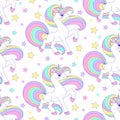 Seamless pattern with rainbow unicorns. Vector illustration Royalty Free Stock Photo