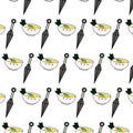 Seamless pattern with Ramen and dagger, sword.