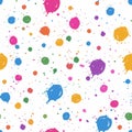 Seamless pattern of random colorful aquarelle drops splashes on a white background