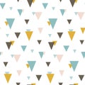 Seamless pattern with random triangles. Scandinavian style.