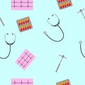 Seamless pattern randomly from stethoscopes, neurological hammers