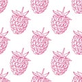 Seamless Pattern of Raspberries, Fruit Pattern.