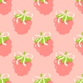 Seamless pattern with raspberries on a pink background Royalty Free Stock Photo
