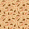 Seamless pattern with rats. Cute hand drawn background with cute