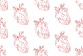 Seamless pattern with the real heart of the red lines Royalty Free Stock Photo