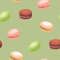 Seamless pattern with colorful macaroon cookies. Vector illustration.