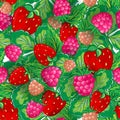 Seamless pattern of realistic image delicious ripe berries