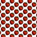 Seamless pattern of realistic image of delicious ripe strawberries watercolor