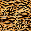 Seamless pattern. Realistic imitation of skin of tiger. Black stripes on orange and yellow background. Animal print