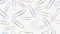 Seamless pattern with realistic multicolored paper clips