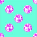 Seamless pattern of realistic purple amethyst gems. Vector illustration.