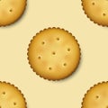 Seamless Pattern with Realistic Vector 3d Round Delicious Cookies Rustic, Cracker, Biscuit. Design Template of Sweet