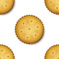 Seamless Pattern with Realistic Vector 3d Round Delicious Cookies Rustic, Cracker, Biscuit. Design Template of Sweet