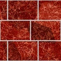 Seamless pattern of rectangles with typical marbled red pattern