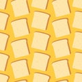 Seamless pattern of a rectangular bread slice. Slices toast bread on yellow background Royalty Free Stock Photo