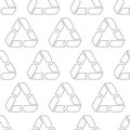 Seamless pattern with recycling signs on a white background. Pattern for recyclable materials and packaging. Royalty Free Stock Photo