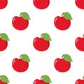 Red Apple Flat Icon Seamless Pattern