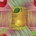 Seamless pattern with red apple and yellow pear Royalty Free Stock Photo