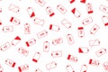 Seamless pattern with Red Battery Indicator Icons, funny texture