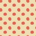 Seamless pattern with red berries on beige background. Perfect for printing on fabric or paper. Rose-hips or rose-bush berries.