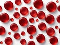 Seamless pattern of red blood cells on a white background isolated. 3D illustration, top view Royalty Free Stock Photo