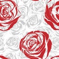 Seamless pattern with red blooming roses