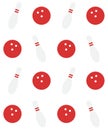 Seamless pattern of red bowling skittles and balls Royalty Free Stock Photo