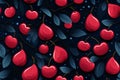 seamless pattern with red cherries on dark background Royalty Free Stock Photo