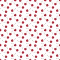 Seamless pattern with the red cherries. sweet red rip cherry berries on white background Royalty Free Stock Photo