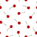 Seamless pattern with red cherries on white background Royalty Free Stock Photo