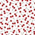 Seamless pattern with red cherries on white background Royalty Free Stock Photo