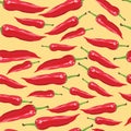 Seamless pattern with red chili peppers - Illustration Royalty Free Stock Photo