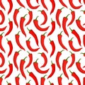 Seamless pattern with red chilli peppers on a white background Royalty Free Stock Photo