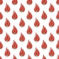 Seamless pattern with red chillies or pepper on a white background Royalty Free Stock Photo
