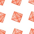Seamless pattern red 3D cube, illustration Royalty Free Stock Photo