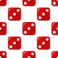 Red Dice Flat Icon Seamless Pattern