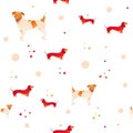 Seamless pattern with red dog and graass. Royalty Free Stock Photo