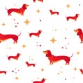 Seamless pattern with red dog and heart Royalty Free Stock Photo