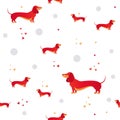 Seamless pattern with red dog and heart Royalty Free Stock Photo