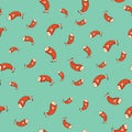 Seamless pattern red fish on bright green background Royalty Free Stock Photo