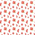 Seamless pattern with red floral arrangement. Illustration with hand drawn watercolor flowers Royalty Free Stock Photo