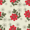 Seamless Pattern Red Flowers