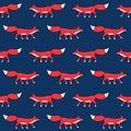 Seamless pattern of red fox