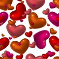 Seamless pattern with red glass hearts Royalty Free Stock Photo