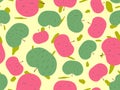 Seamless pattern with red and green apples. Apples in a minimalist style. Design for printing on fabric, banners and promotional Royalty Free Stock Photo