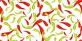 Seamless Pattern with Red Green Chilli Pepper Royalty Free Stock Photo