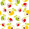 Seamless pattern of red, green and yellow apples heart on white background - vector illustration Royalty Free Stock Photo